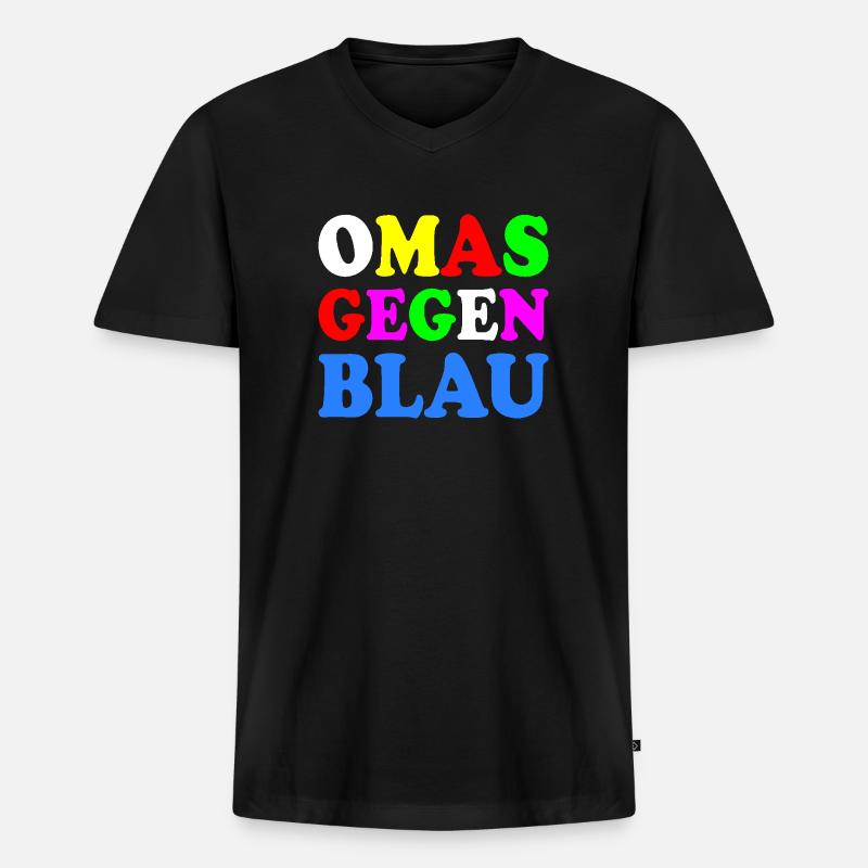 Omas gegen blau - Männer Premium Bio T-Shirt mit V-Ausschnitt - Schwarz