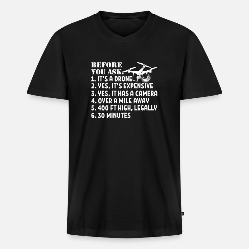 It's A Drone - Männer Premium Bio T-Shirt mit V-Ausschnitt - Schwarz