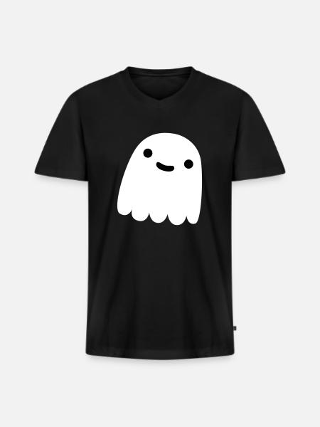 ghostie in white smiling - Men's Premium Organic T-shirt with V-neck - black