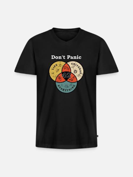 Don't Panic 42 Svar Spørgsmål Life Universe Rest - Premium økologisk T-shirt med V-hals til mænd - sort