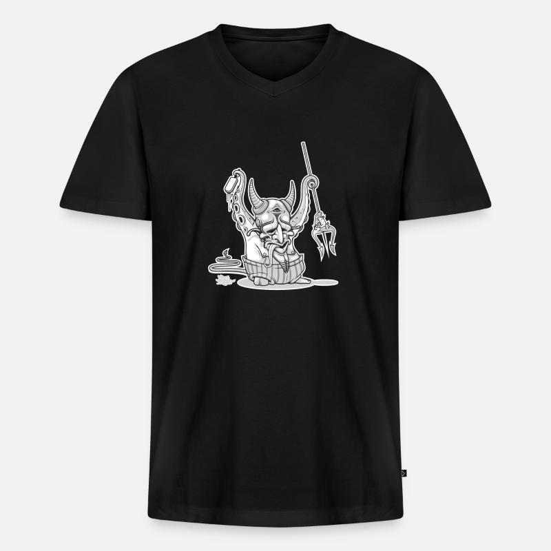 cool devil - Männer Premium Bio T-Shirt mit V-Ausschnitt - Schwarz