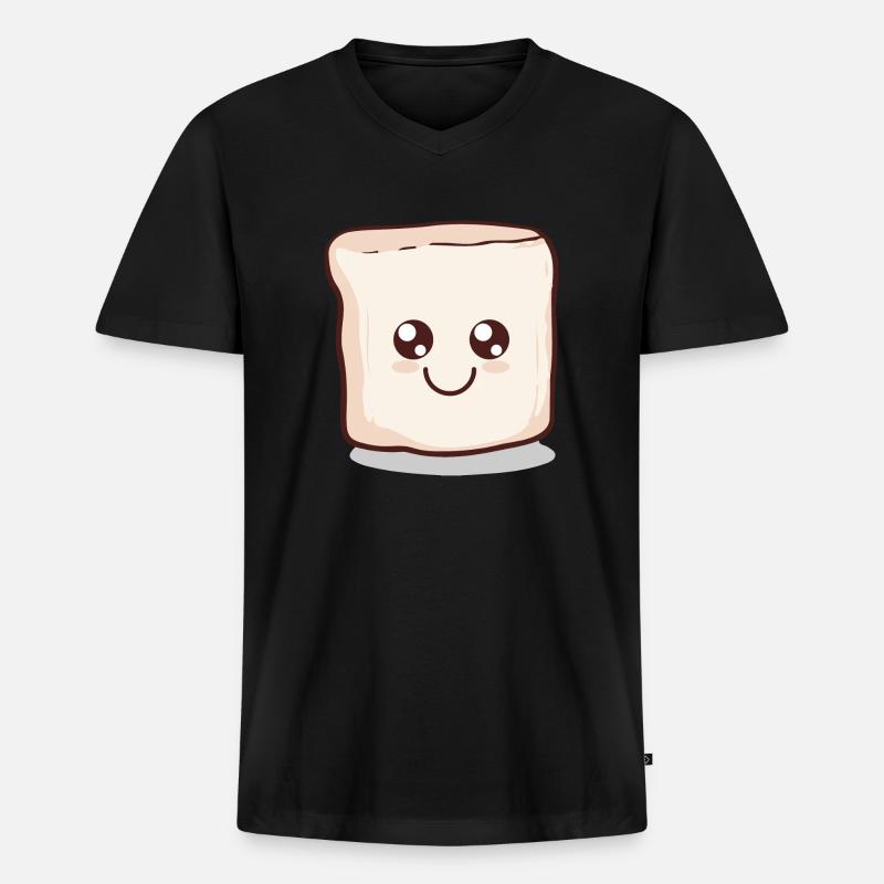 Kawaii Marshmallow | S'more | Camping - Männer Premium Bio T-Shirt mit V-Ausschnitt - Schwarz