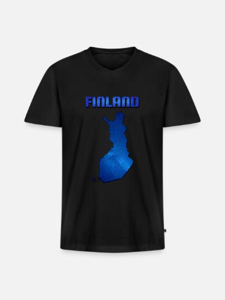 Blue Finland Map - Men's Premium Organic T-shirt with V-neck - black