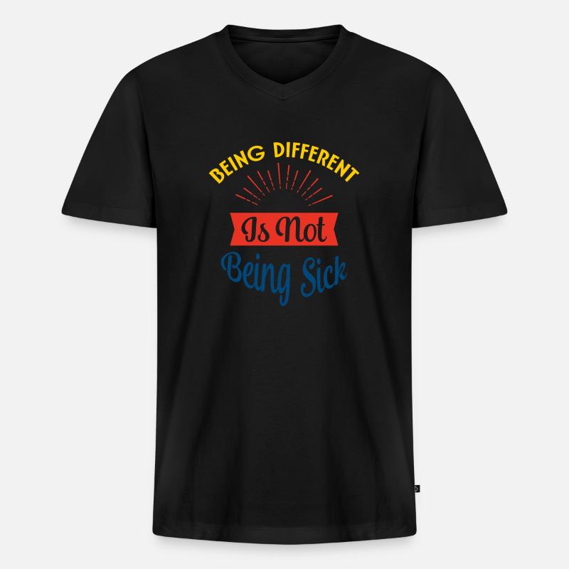 Anders sein ist nicht krank - Männer Premium Bio T-Shirt mit V-Ausschnitt - Schwarz