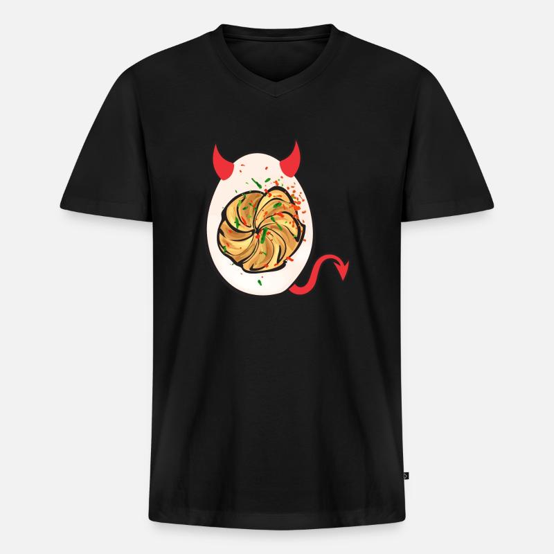 Gefüllte Eier Deviled Eggs - Männer Premium Bio T-Shirt mit V-Ausschnitt - Schwarz