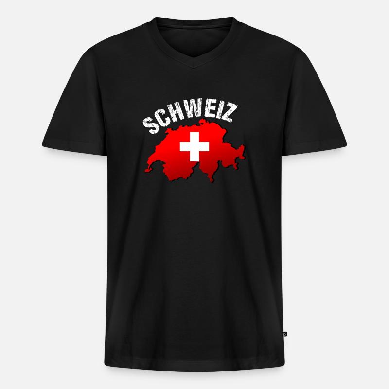 Schweiz - Männer Premium Bio T-Shirt mit V-Ausschnitt - Schwarz