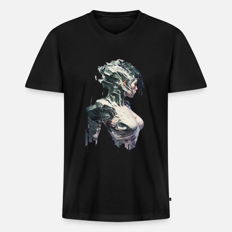 Anime No13 - Männer Premium Bio T-Shirt mit V-Ausschnitt - Schwarz