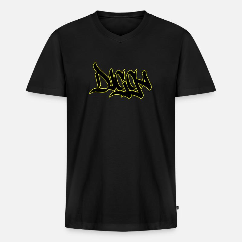 Digga - Männer Premium Bio T-Shirt mit V-Ausschnitt - Schwarz