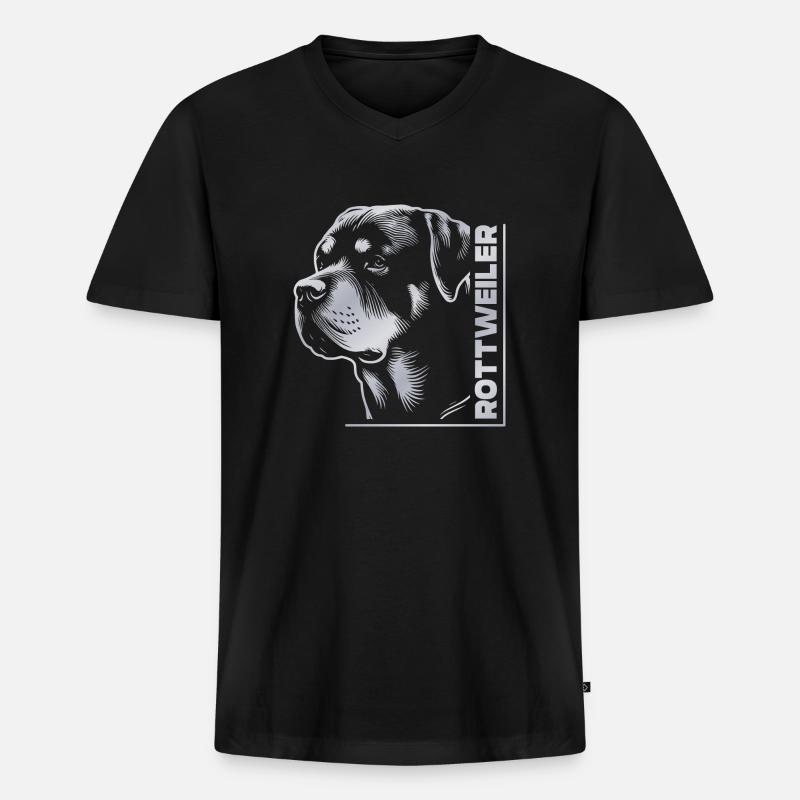 ROTTWEILER Zeichnung Kopf silber - Männer Premium Bio T-Shirt mit V-Ausschnitt - Schwarz