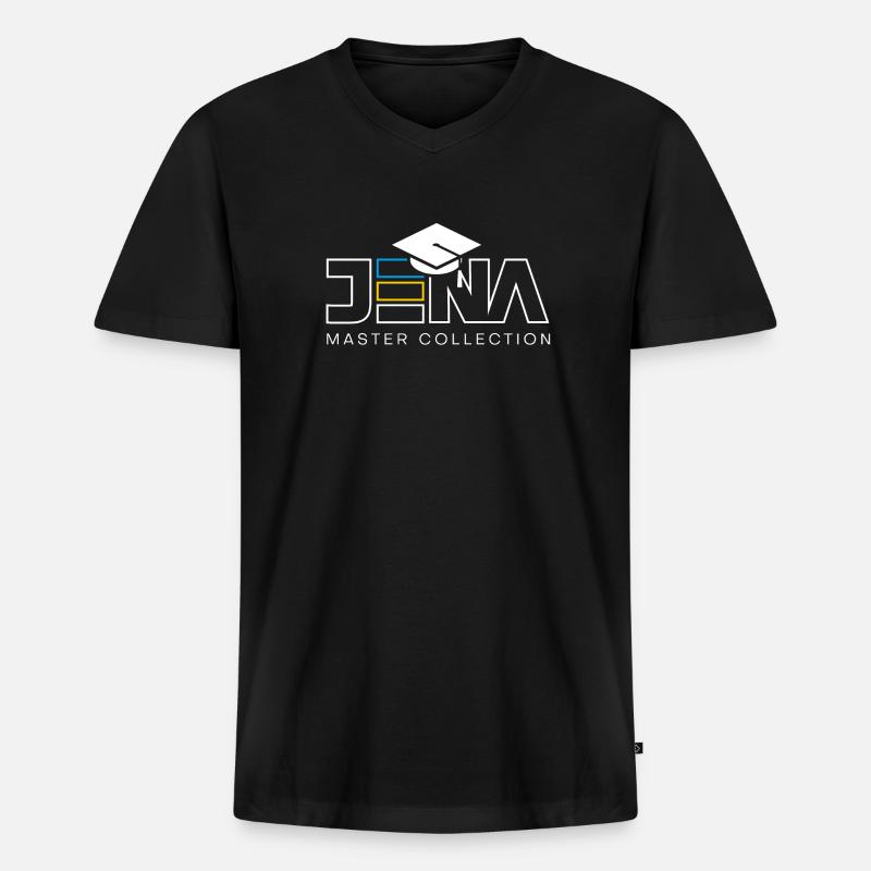 Jena Master Collection - Männer Premium Bio T-Shirt mit V-Ausschnitt - Schwarz