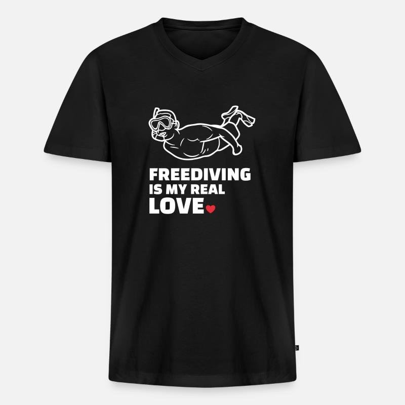 Freitauchen - Männer Premium Bio T-Shirt mit V-Ausschnitt - Schwarz