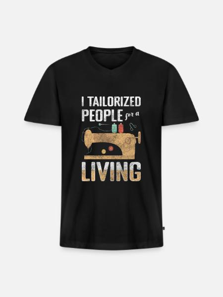 Schneiderin Schere Nähen Nähmaschine - Männer Premium Bio T-Shirt mit V-Ausschnitt - Schwarz