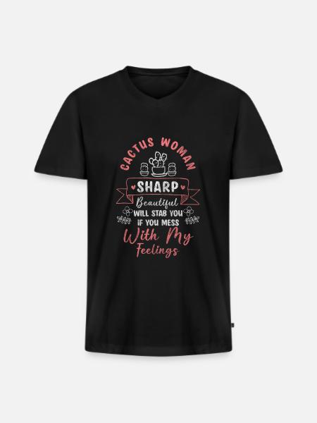Cacti, Desert, Water, Summer - Men's Premium Organic T-shirt with V-neck - black