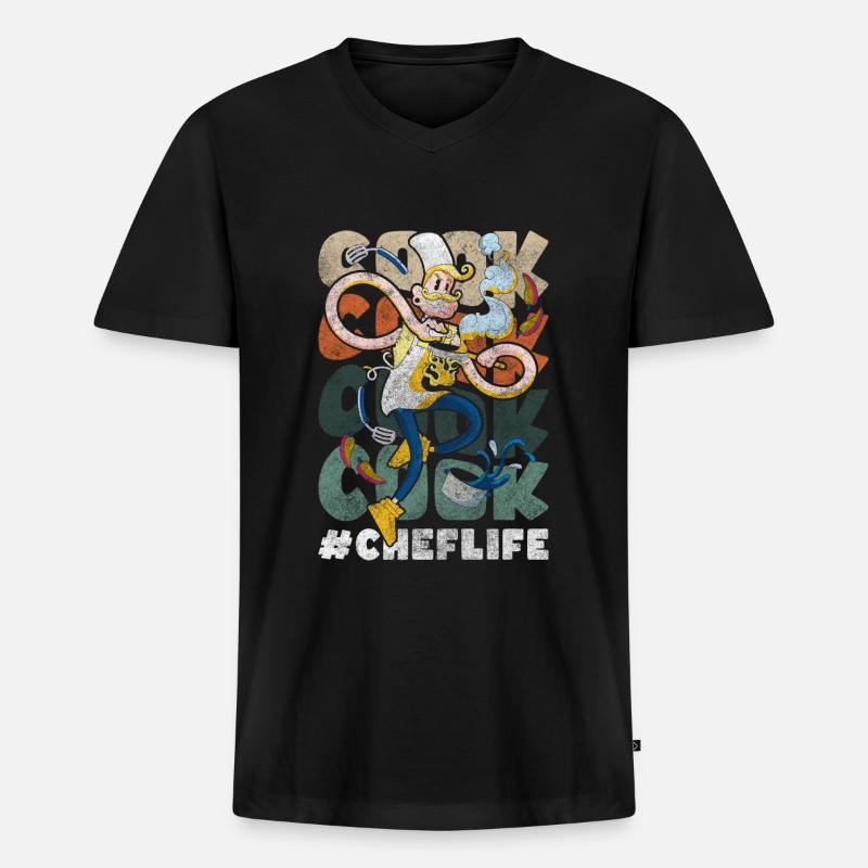 Koch Chef Kochkunst Geschmack - Männer Premium Bio T-Shirt mit V-Ausschnitt - Schwarz