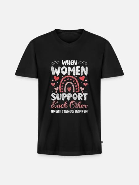 Women - Men's Premium Organic T-shirt with V-neck - black