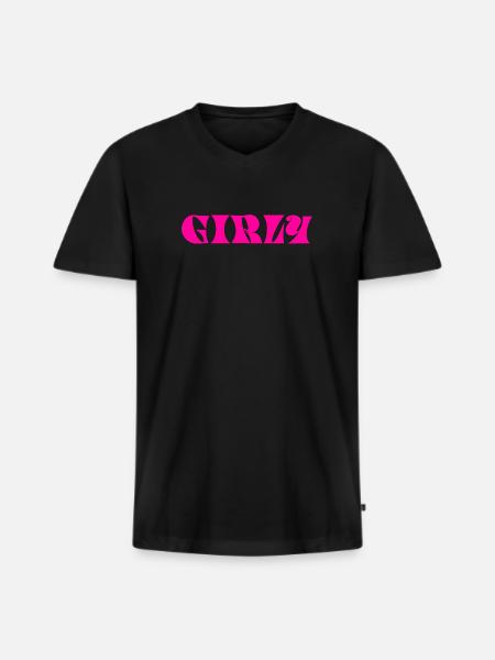 GIRLY - Das Mädchen! - Männer Premium Bio T-Shirt mit V-Ausschnitt - Schwarz