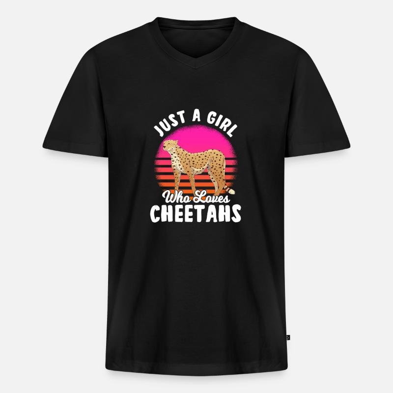 Gepard Geschenk Mädchen - Männer Premium Bio T-Shirt mit V-Ausschnitt - Schwarz