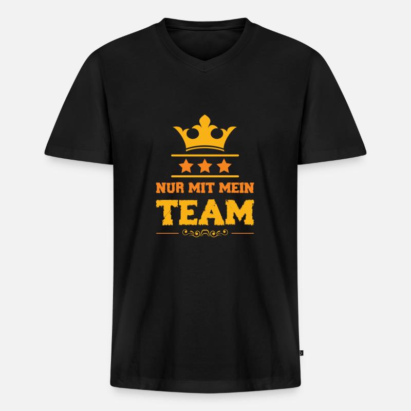 Nur mit mein Team - Männer Premium Bio T-Shirt mit V-Ausschnitt - Schwarz