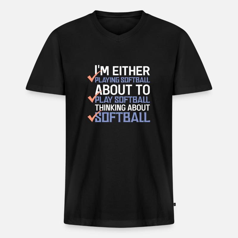 Softball - Männer Premium Bio T-Shirt mit V-Ausschnitt - Schwarz