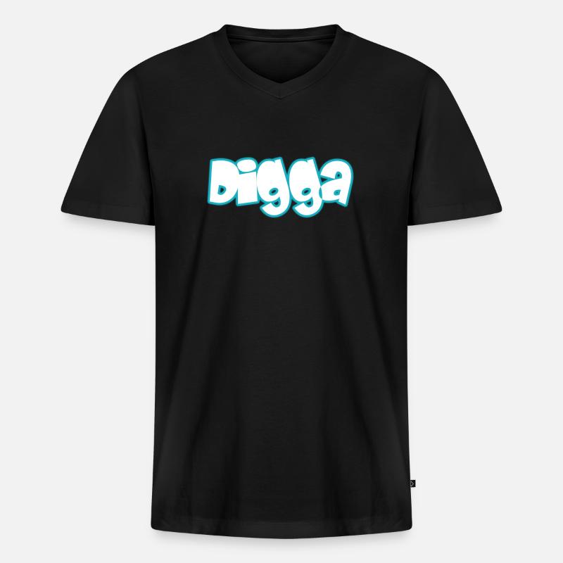 Digga - Männer Premium Bio T-Shirt mit V-Ausschnitt - Schwarz