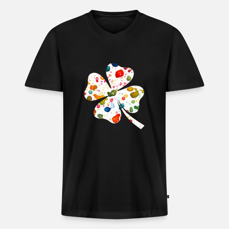 glueck - Männer Premium Bio T-Shirt mit V-Ausschnitt - Schwarz