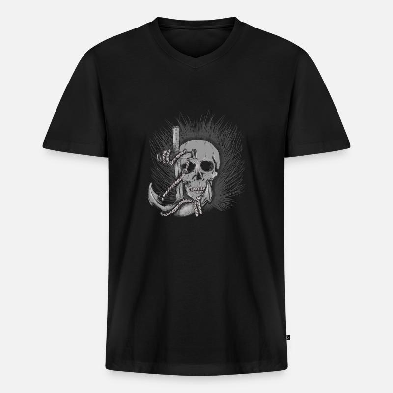 skull_anker - Männer Premium Bio T-Shirt mit V-Ausschnitt - Schwarz