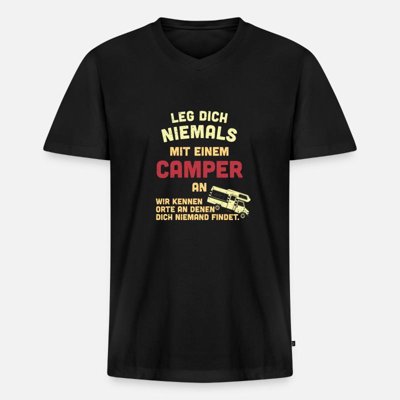 camper - Männer Premium Bio T-Shirt mit V-Ausschnitt - Schwarz