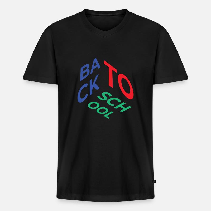 Back to School - Männer Premium Bio T-Shirt mit V-Ausschnitt - Schwarz
