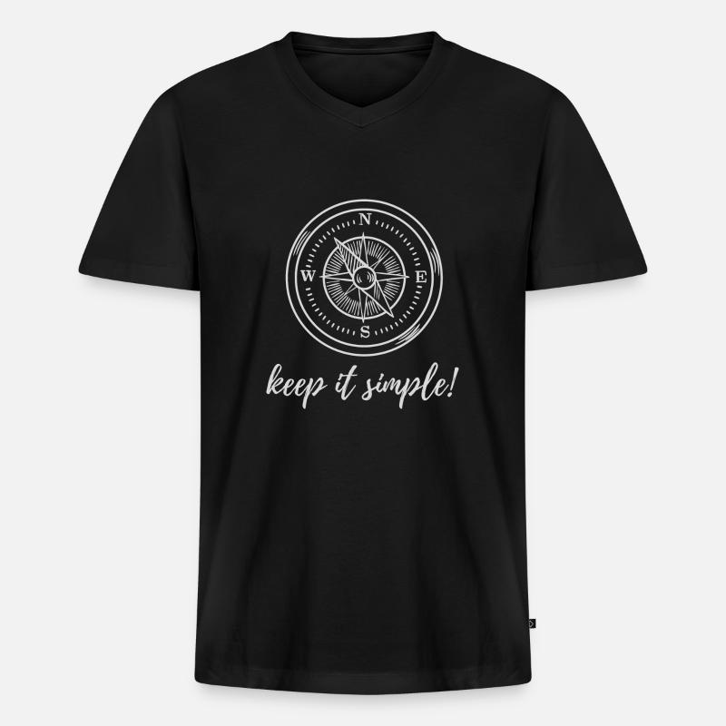 Kompass Urlaub keep it simple - Männer Premium Bio T-Shirt mit V-Ausschnitt - Schwarz