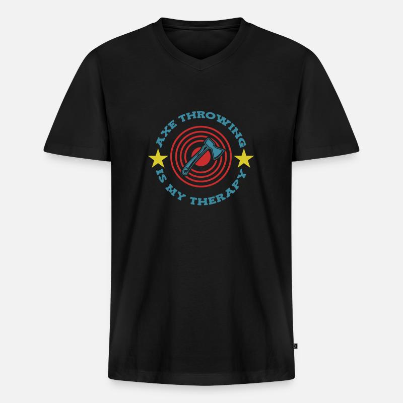 Axe throw axe throwing - Men's Premium Organic T-shirt with V-neck - black