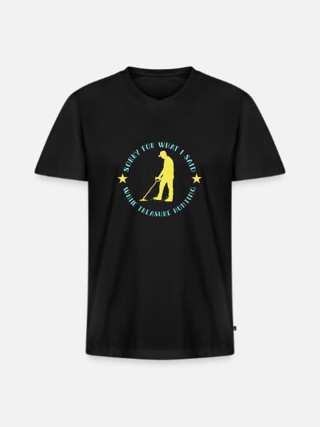 Schatzsucher Schatzsuche Metaldetektor - Männer Premium Bio T-Shirt mit V-Ausschnitt - Schwarz