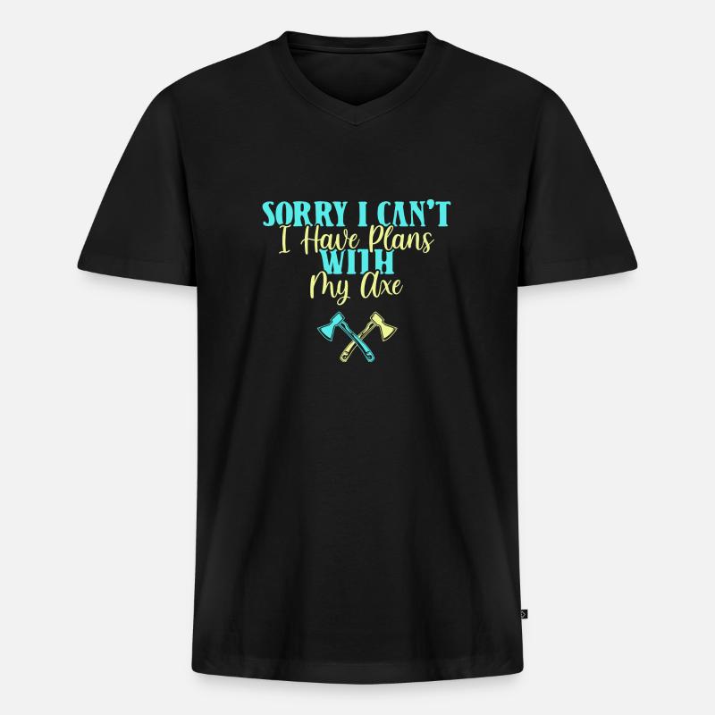 Axe throw axe throwing - Men's Premium Organic T-shirt with V-neck - black