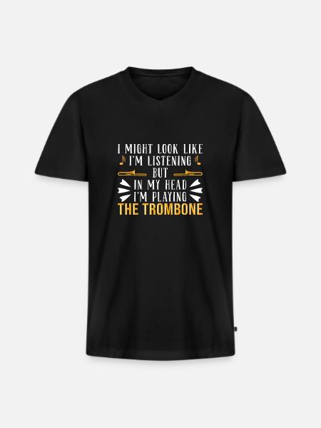 Posaune Posaunist - Männer Premium Bio T-Shirt mit V-Ausschnitt - Schwarz