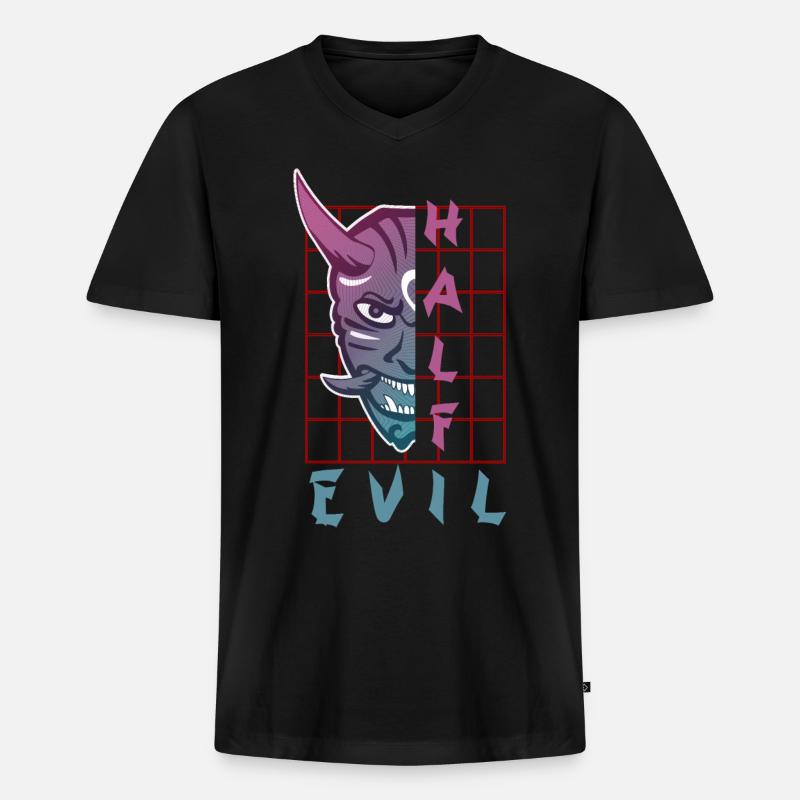 Oni Maske Japan Dämon - Männer Premium Bio T-Shirt mit V-Ausschnitt - Schwarz