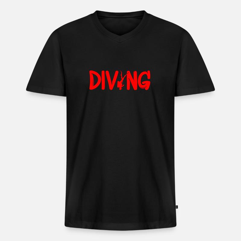 Tauchen - Männer Premium Bio T-Shirt mit V-Ausschnitt - Schwarz