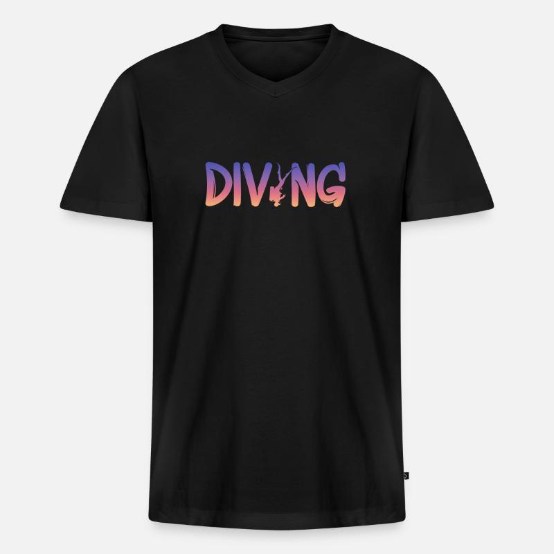 tauchen - Männer Premium Bio T-Shirt mit V-Ausschnitt - Schwarz