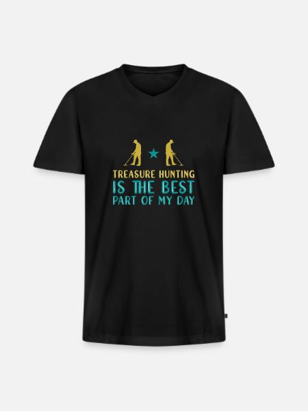 Schatzsucher Schatzsuche Metaldetektor - Männer Premium Bio T-Shirt mit V-Ausschnitt - Schwarz