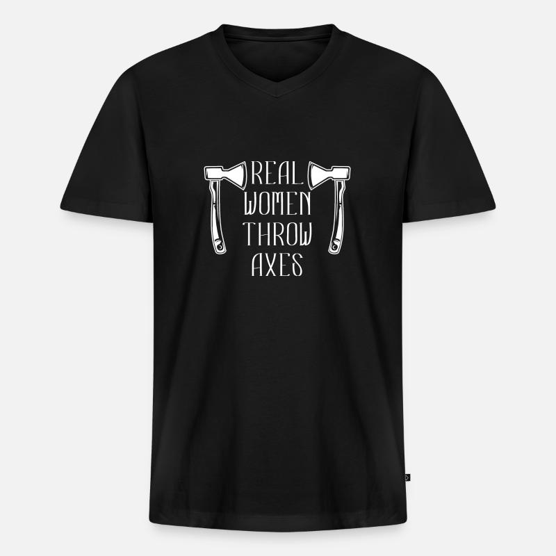 Axt werfen Axtwerfen - Männer Premium Bio T-Shirt mit V-Ausschnitt - Schwarz