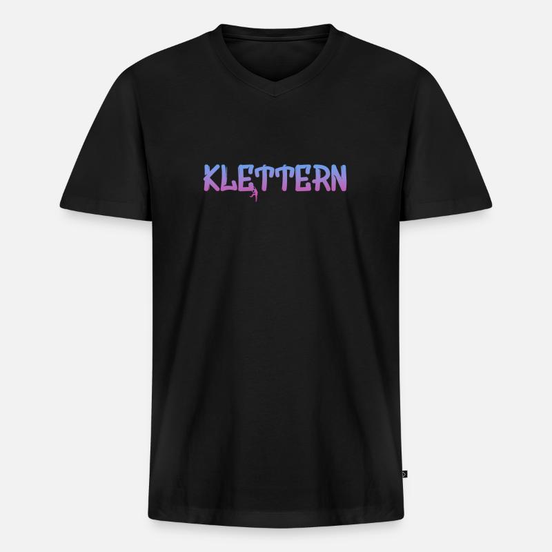 Klettern - Männer Premium Bio T-Shirt mit V-Ausschnitt - Schwarz