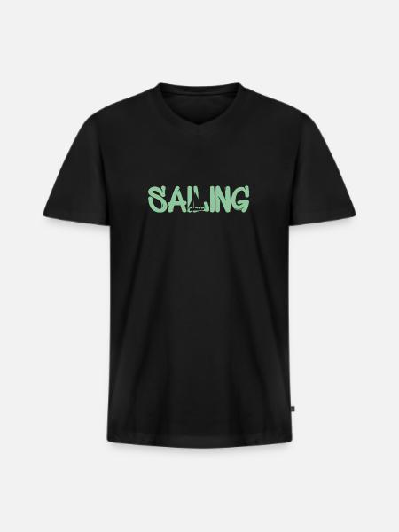 Seglen Segelschiff Segler Sailing - Männer Premium Bio T-Shirt mit V-Ausschnitt - Schwarz