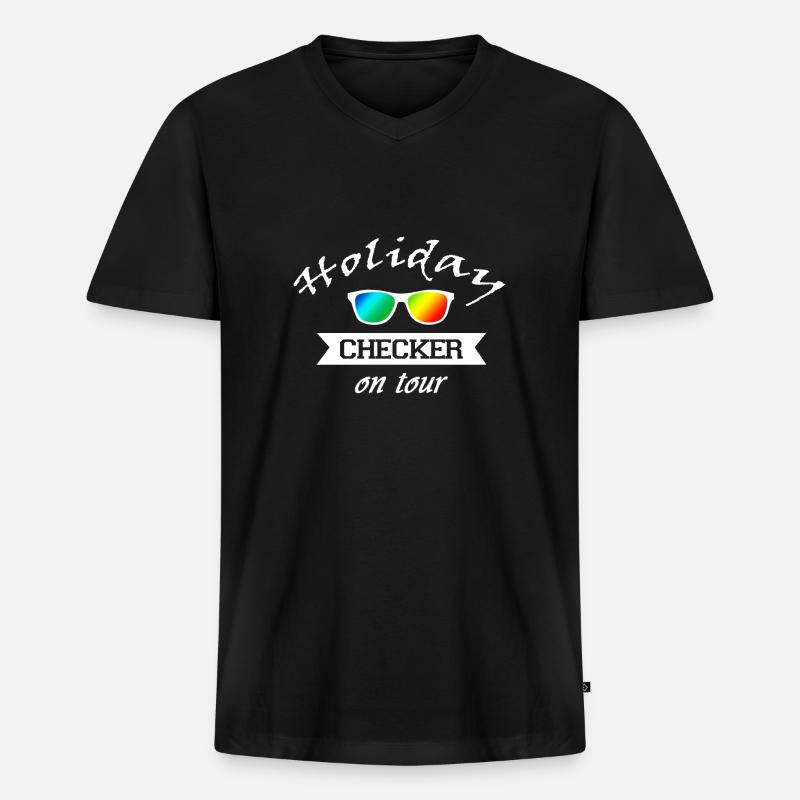 Urlaub checker - cool - Männer Premium Bio T-Shirt mit V-Ausschnitt - Schwarz