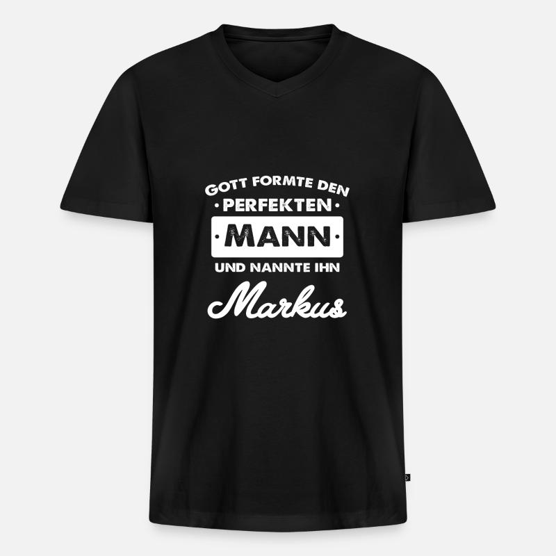 Markus - Männer Premium Bio T-Shirt mit V-Ausschnitt - Schwarz