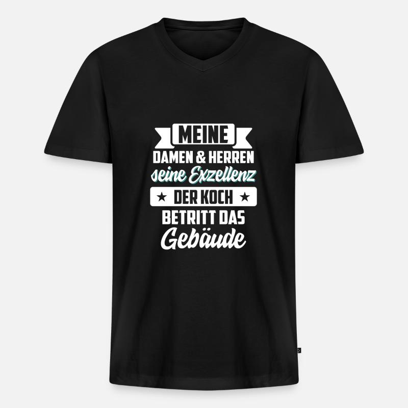 Koch kochen - Männer Premium Bio T-Shirt mit V-Ausschnitt - Schwarz