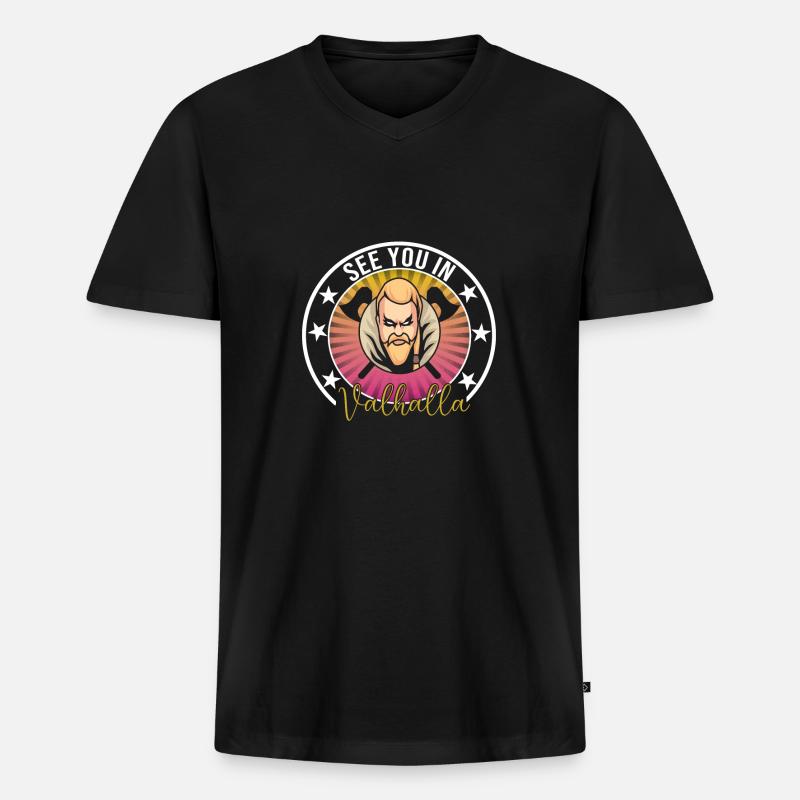Wikinger - Männer Premium Bio T-Shirt mit V-Ausschnitt - Schwarz
