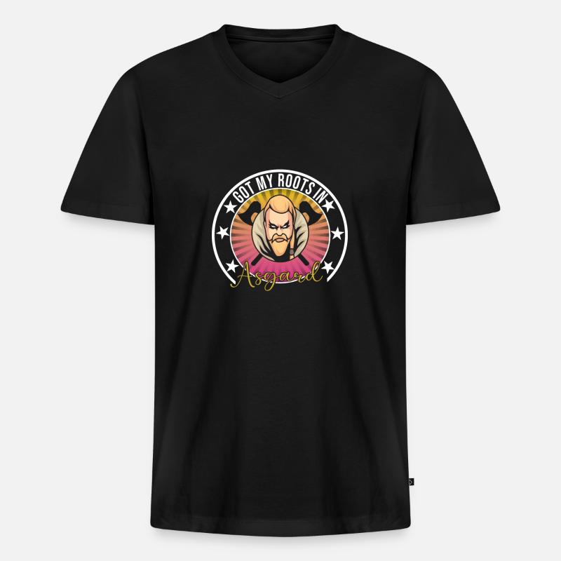 Wikinger - Männer Premium Bio T-Shirt mit V-Ausschnitt - Schwarz