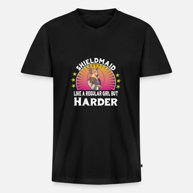 Wikinger - Männer Premium Bio T-Shirt mit V-Ausschnitt - Schwarz
