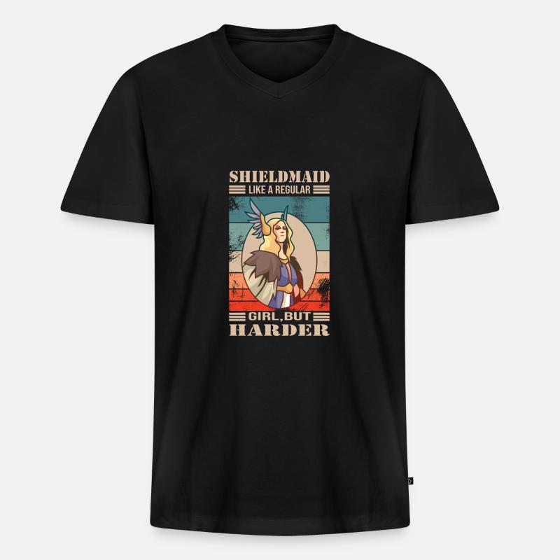 Wikinger - Männer Premium Bio T-Shirt mit V-Ausschnitt - Schwarz