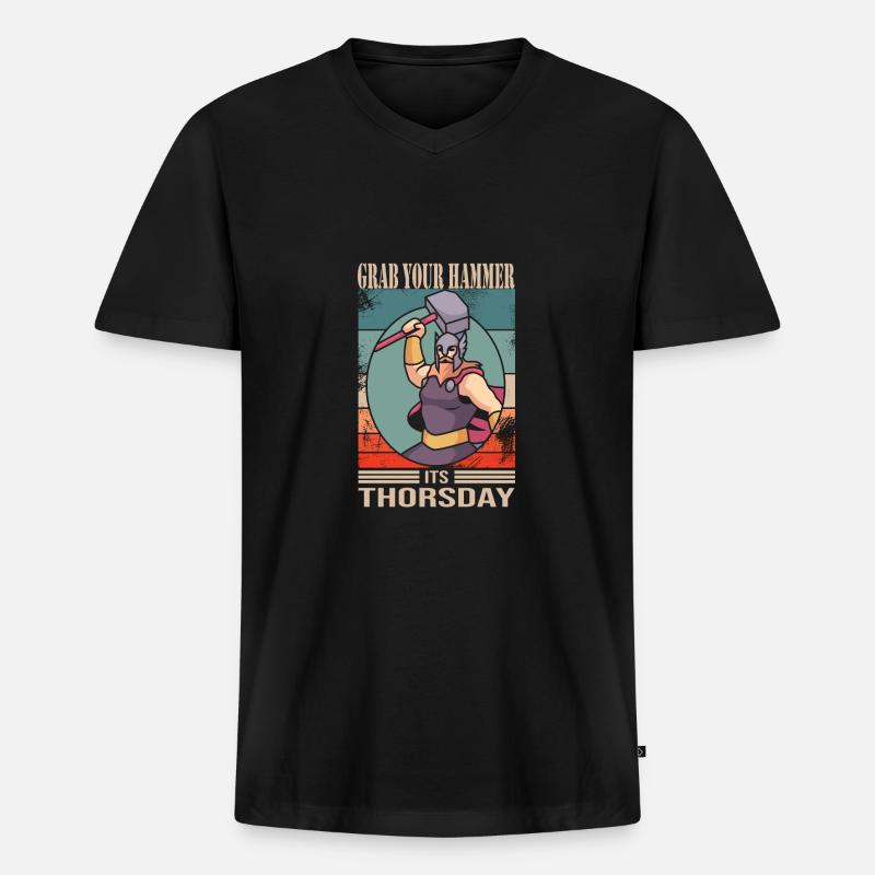 Wikinger - Männer Premium Bio T-Shirt mit V-Ausschnitt - Schwarz