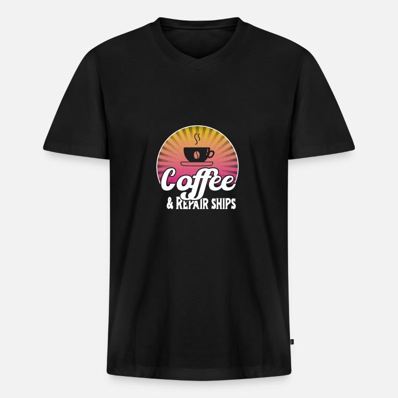 Schiffsmechaniker - Männer Premium Bio T-Shirt mit V-Ausschnitt - Schwarz