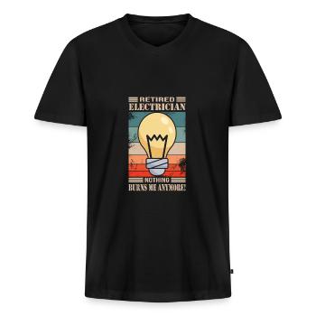 Electrician - Men's Premium Organic T-shirt with V-neck - black - Front - Nico (187cm)